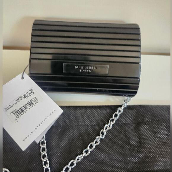 NWT Kurt Geiger "Party Eagle" Black Acrylic Clutch Shoulder Chain Mini Bag $99 - Picture 8 of 13
